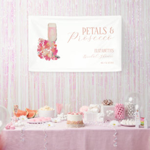 Petals & Prosecco Bridal Shower Backdrop Pink Banner