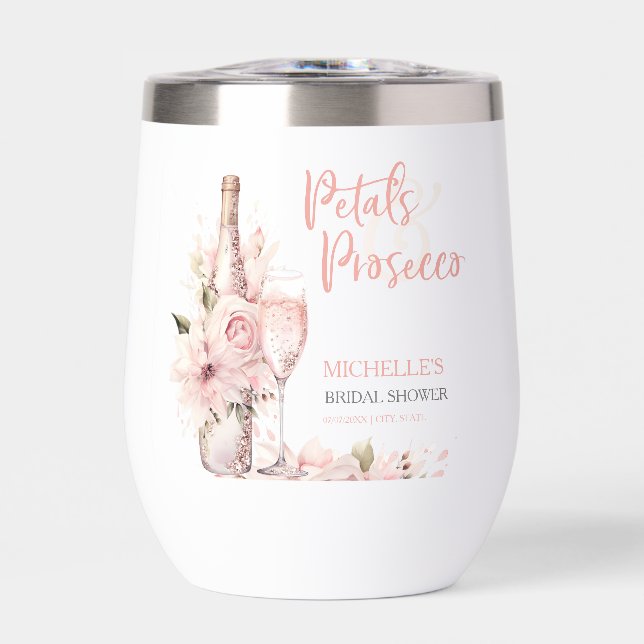 Petals & Prosecco Bridal Shower Blush Pink Floral (Front)