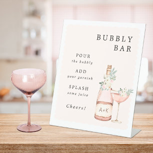 Petals & Prosecco Bridal Shower Bubbly Bar Pedestal Sign