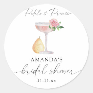 Petals & Prosecco - bridal shower Classic Round Sticker