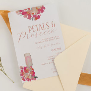 Petals & Prosecco Bridal Shower Floral Pink Chic Invitation
