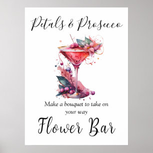 Petals & Prosecco Bridal Shower Flower Bar Poster
