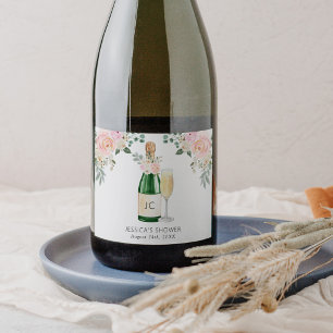 Petals & Prosecco Bridal Shower Gift Tags Sparkling Wine Label