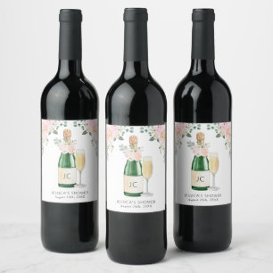 Petals & Prosecco Bridal Shower Gift Tags Wine Label