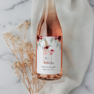 Petals & Prosecco Bridal Shower Gift Tags Wine Label