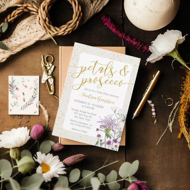 Petals & Prosecco Bridal Shower Invitation (Petals & Prosecco Bridal Shower Invitation)