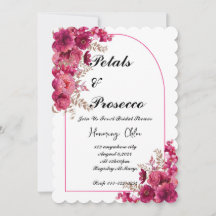 PETALS & PROSECCO BRIDAL SHOWER INVITATION, PINK