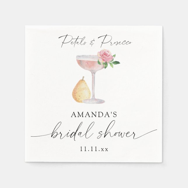 Petals & Prosecco - bridal shower Napkin (Front)