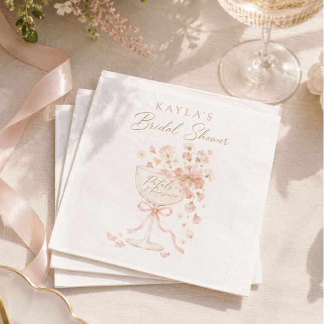 Petals & Prosecco Bridal Shower Napkin (Creator Uploaded)