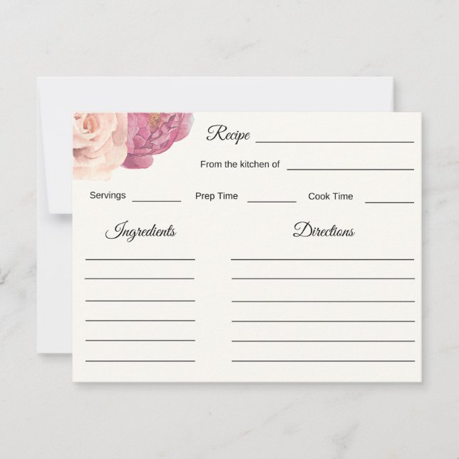 Petals & Prosecco Bridal Shower Recipe Instruction Card (Front)