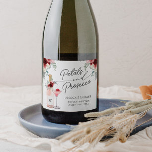 Petals & Prosecco Bridal Shower Sparkling Wine Lab Label