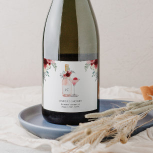 Petals & Prosecco Bridal Shower Sparkling Wine Lab Label