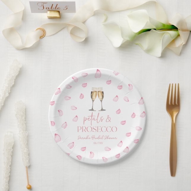 Petals & Prosecco Champagne Bridal Shower  Paper Plate (Wedding)