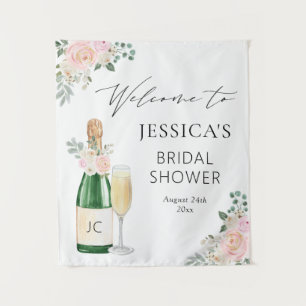 Petals & Prosecco Champagne Welcome Sign Tapestry