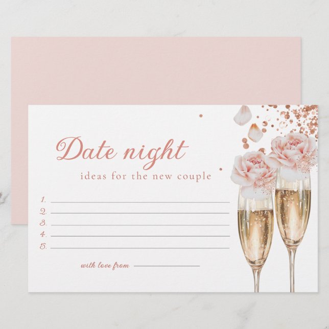 Petals & Prosecco Date Night Game Bridal Shower  Stationery (Front/Back)