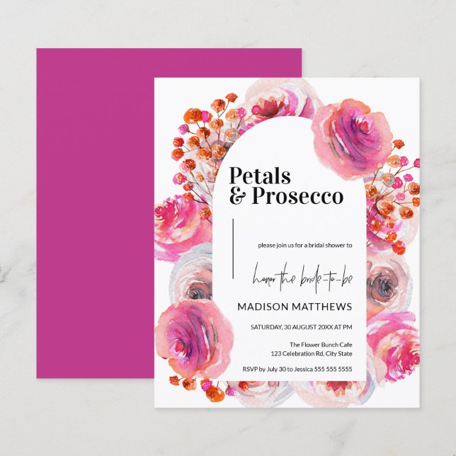 Petals & Prosecco Floral Arch Summer Bridal Shower (Front/Back)