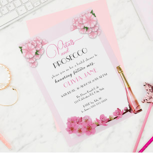 Petals & Prosecco Floral Arch Summer Bridal shower Invitation