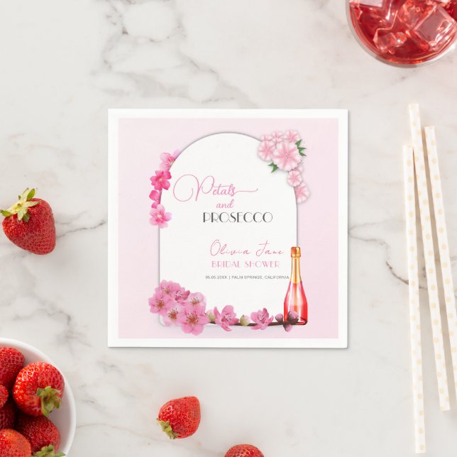 Petals & Prosecco Floral Arch Summer Bridal shower Napkin (Insitu)