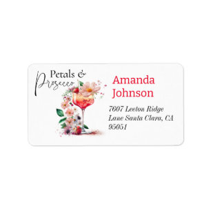 Petals & Prosecco Floral Bridal Shower Address Label
