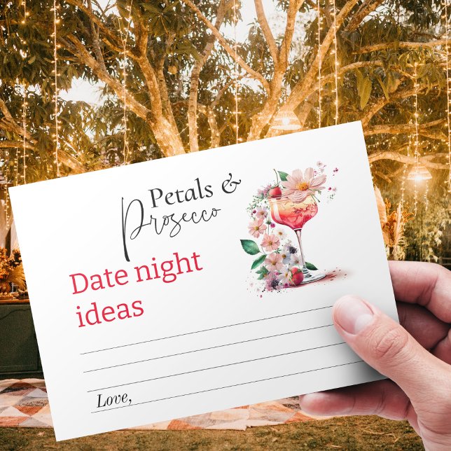 Petals Prosecco Floral Bridal Shower Brunch Date Enclosure Card (Creator Uploaded)