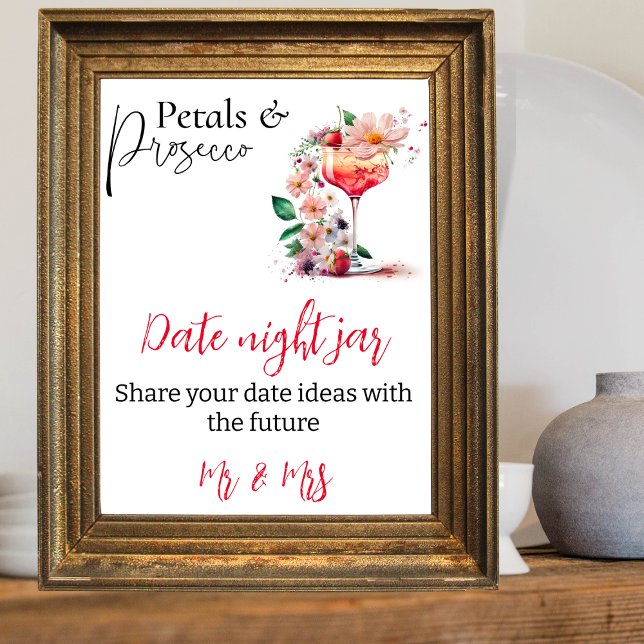 Petals Prosecco Floral Bridal Shower Brunch Date Poster (Creator Uploaded)