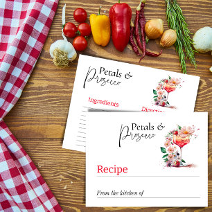 Petals Prosecco Floral Bridal Shower Brunch Recipe Card