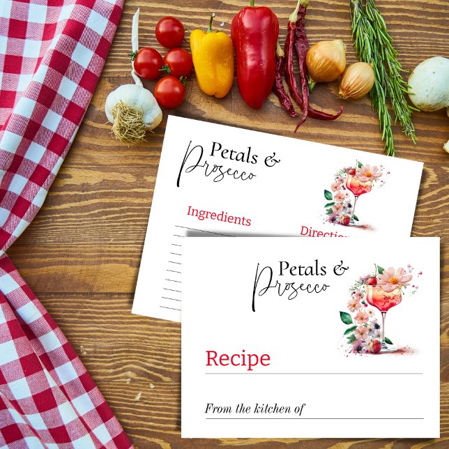 Petals Prosecco Floral Bridal Shower Brunch Recipe Postcard (Creator Uploaded)