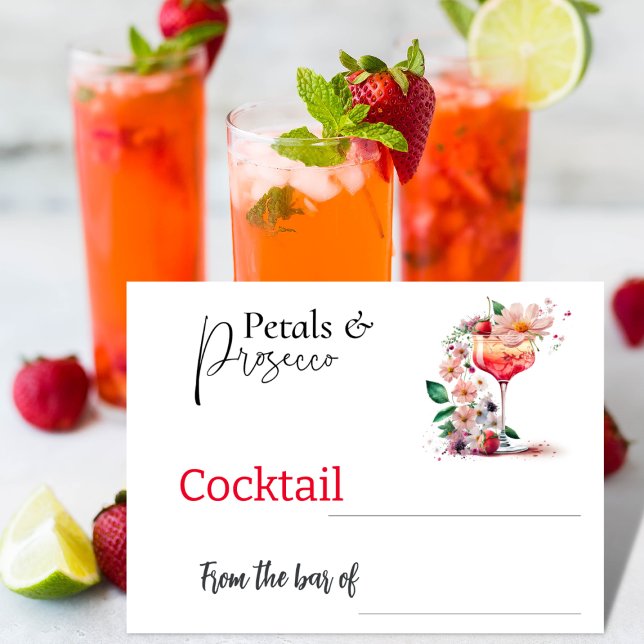 Petals Prosecco Floral Bridal Shower Cocktail Card (Create your own collection of the best cocktail recipes)