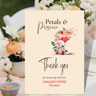 Petals & Prosecco Floral Bridal Shower Favour Than Thank You Card