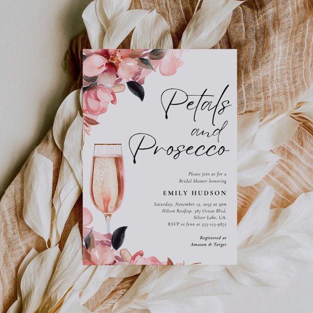 Petals & Prosecco Floral Bridal Shower Invitation (Creator Uploaded)