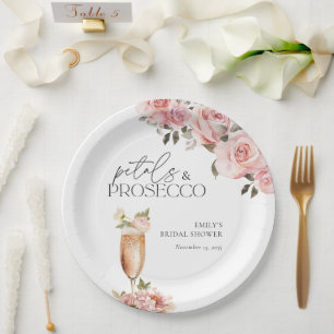 Petals & Prosecco Floral Bridal Shower Paper Plate
