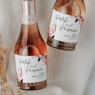 Petals & Prosecco Floral Bridal Shower Sparkling Wine Label