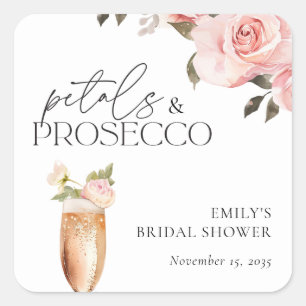 Petals & Prosecco Floral Bridal Shower Square Sticker