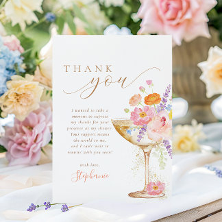 Petals & Prosecco Floral Bridal Shower Thank You Card