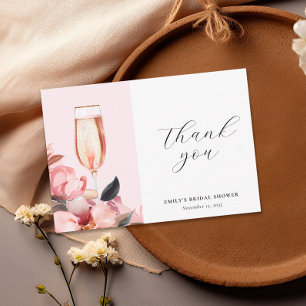 Petals & Prosecco Floral Bridal Shower Thank You Card