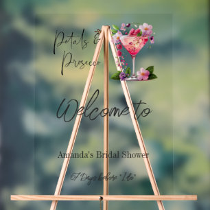 Petals & Prosecco Floral Bridal Shower Welcome Acrylic Sign