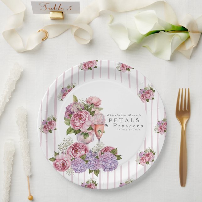 Petals & Prosecco Floral Paper Plate (Wedding)