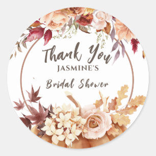 Petals & Prosecco Floral Rose Gold Bridal Shower Classic Round Sticker