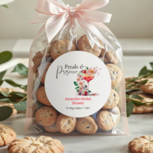 Petals Prosecco Garden Floral Bridal Shower Favour Classic Round Sticker