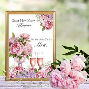 Petals & Prosecco Guess How Many Kisses sign Invitation
