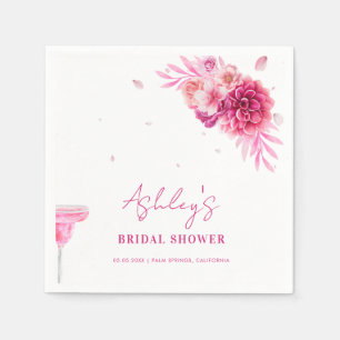 Petals & Prosecco Hot Pink Floral Bridal Shower Napkin