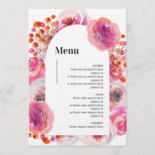 Petals & Prosecco Menu Bright Floral Arch Design