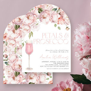 Petals & Prosecco Modern Pink Floral Bridal Shower Invitation