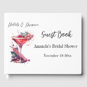 Petals & Prosecco Pink Blush Floral Bridal Shower  Guest Book