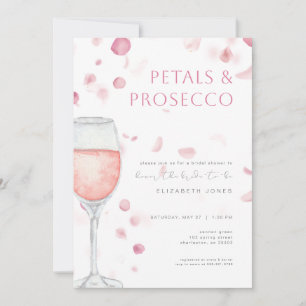Petals & Prosecco Pink Bridal Shower Invitation