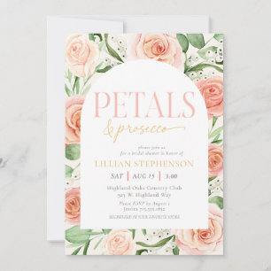 Petals & Prosecco Pink Floral Arch Bridal Shower Invitation