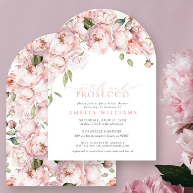 Petals & Prosecco Pink Floral Bridal Shower Invitation (Creator Uploaded)