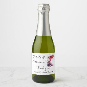 Petals & Prosecco Pink Floral Bridal Shower  Sparkling Wine Label