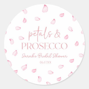 Petals & Prosecco Pink Rose Petals Bridal Shower  Classic Round Sticker