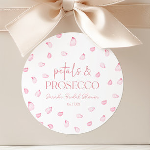 Petals & Prosecco Pink Rose Petals Bridal Shower Classic Round Sticker